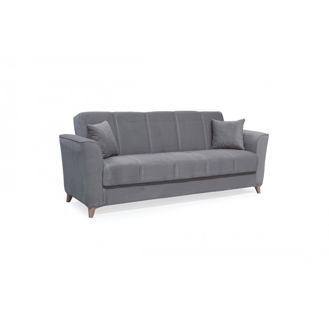 Kαναπές κρεβάτι ''ASMA'' 3θέσιος από ύφασμα βελουτέ σε χρώμα γκρι/ποντικί 217x76x85