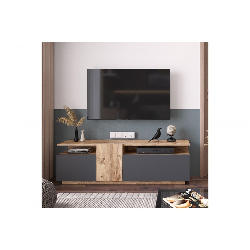 Έπιπλο τηλεόρασης ''ELANA'' σε χρώμα sonoma/ανθρακί 150x29.5x46.3