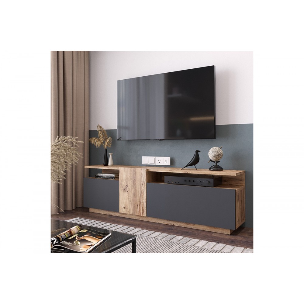 Έπιπλο τηλεόρασης ''ELANA'' σε χρώμα sonoma/ανθρακί 150x29.5x46.3