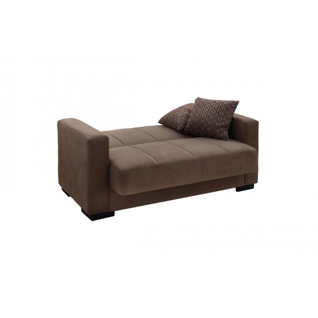 Kαναπές κρεβάτι ''VOX'' 2θέσιος από ύφασμα βελουτέ σε χρώμα μπεζ/μόκα 148x77x80