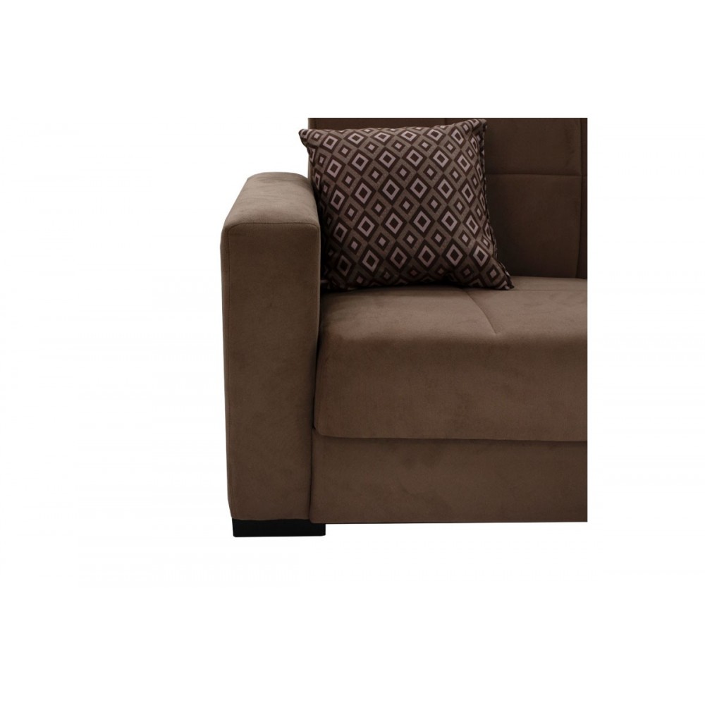 Kαναπές κρεβάτι \'\'VOX\'\' 2θέσιος από ύφασμα βελουτέ σε χρώμα μπεζ/μόκα 148x77x80