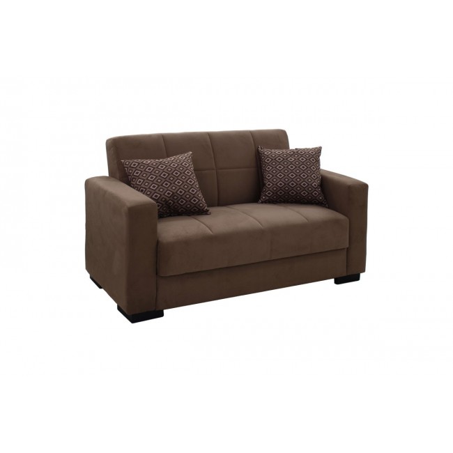 Kαναπές κρεβάτι ''VOX'' 2θέσιος από ύφασμα βελουτέ σε χρώμα μπεζ/μόκα 148x77x80