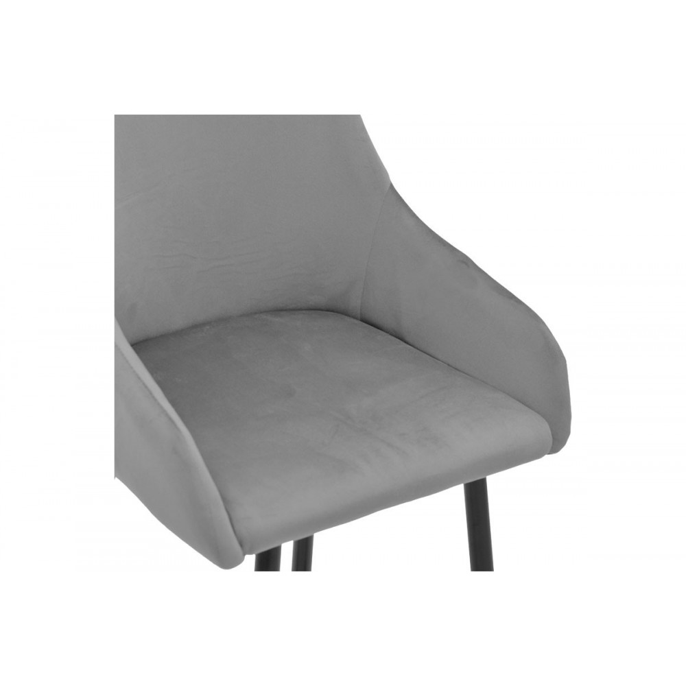 Σκαμπό bar ''LΤΗΕ'' από μέταλλο/βελούδο σε χρώμα μαύρο/χρυσό/γκρι 47x44x98