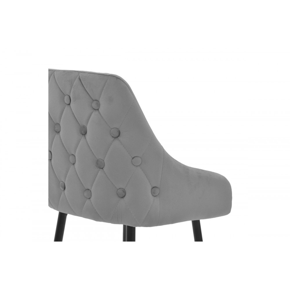 Σκαμπό bar ''LΤΗΕ'' από μέταλλο/βελούδο σε χρώμα μαύρο/χρυσό/γκρι 47x44x98