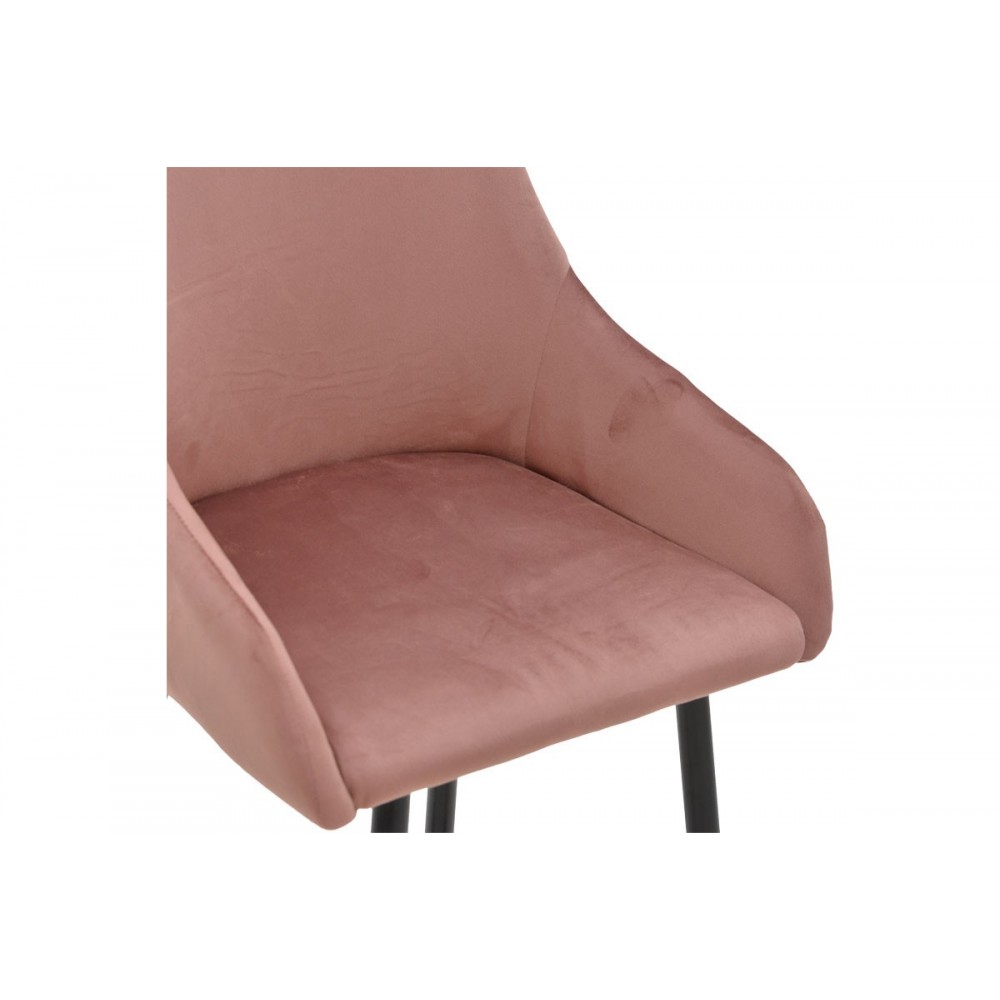 Σκαμπό bar ''LΤΗΕ'' από μέταλλο/βελούδο σε χρώμα μαύρο/χρυσό/σάπιο μήλο 47x44x98