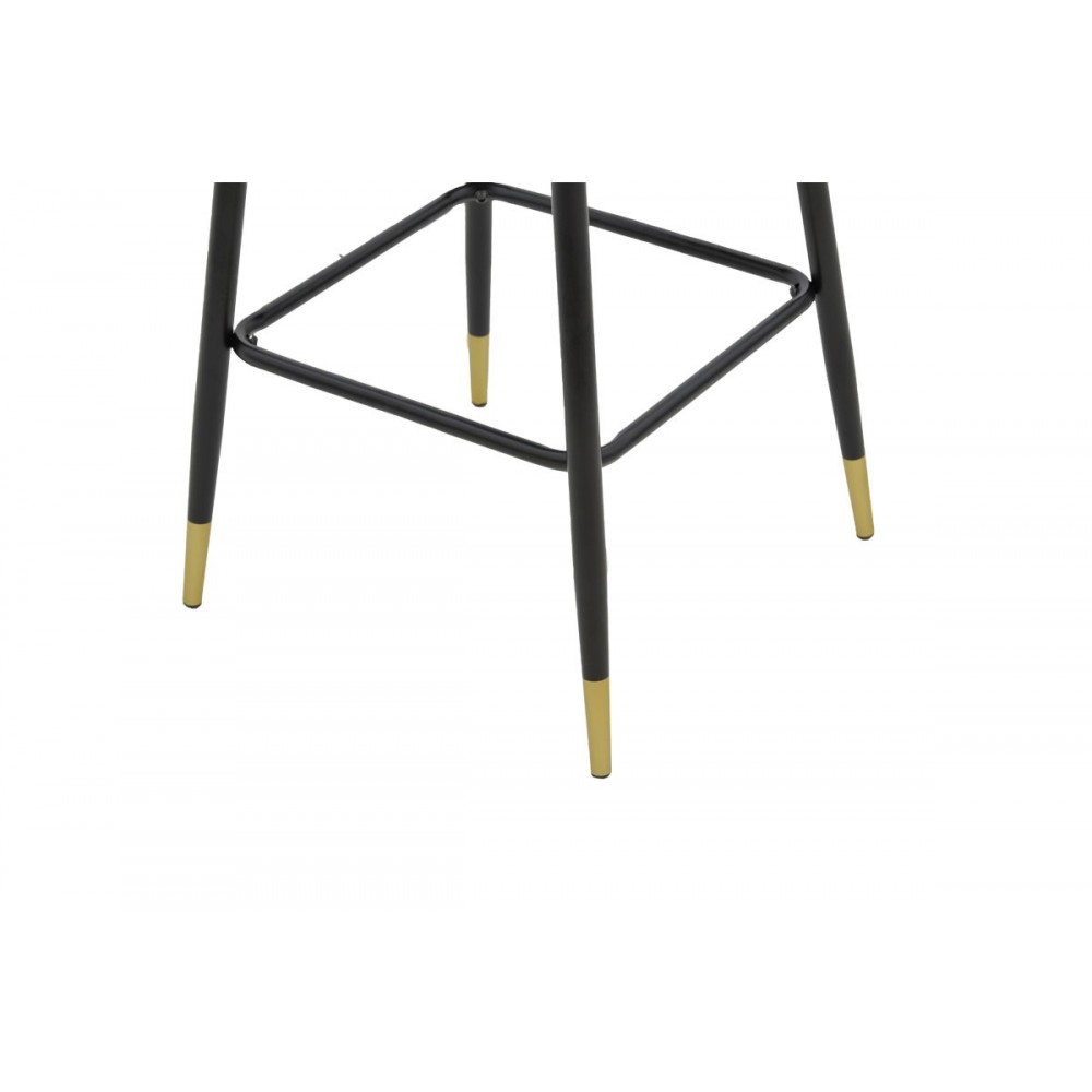 Σκαμπό bar ''LΤΗΕ'' από μέταλλο/βελούδο σε χρώμα μαύρο/χρυσό/σάπιο μήλο 47x44x98