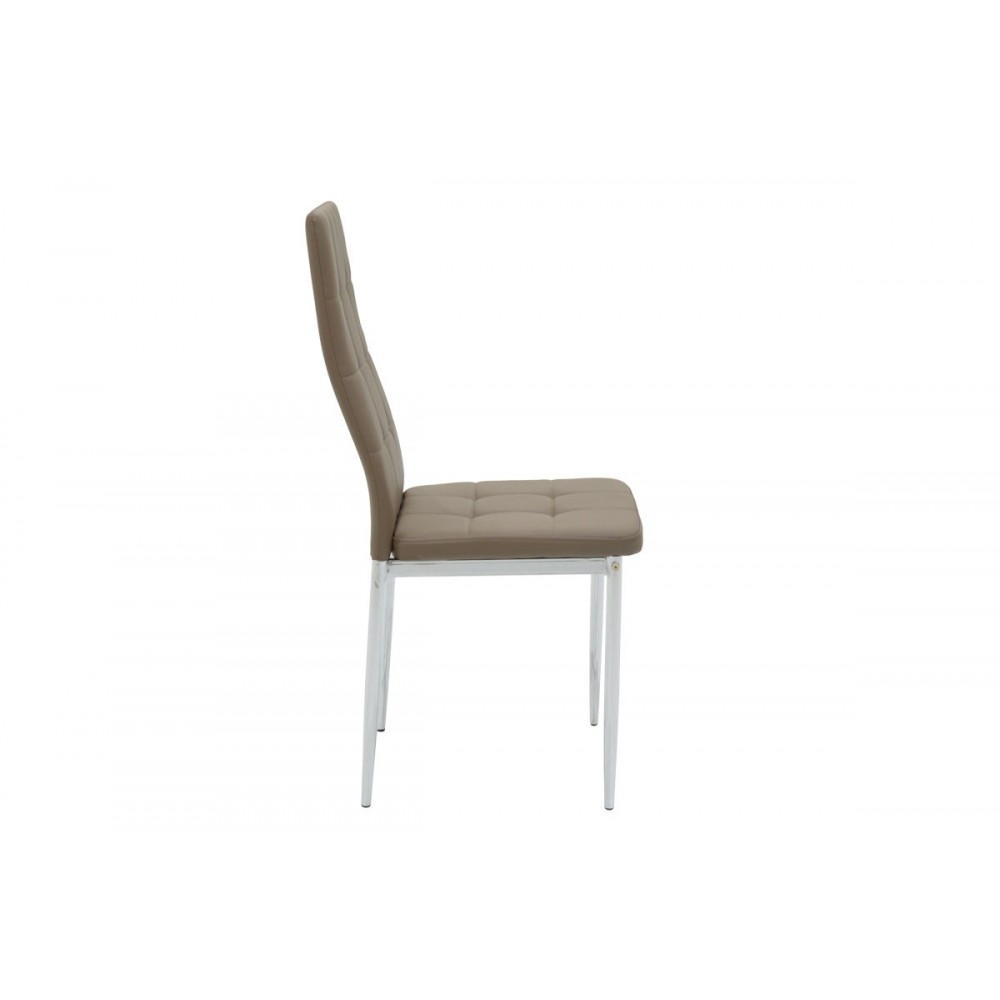 Καρέκλα ''CUBE'' από PU σε χρώμα μόκα-πόδι χρωμίου