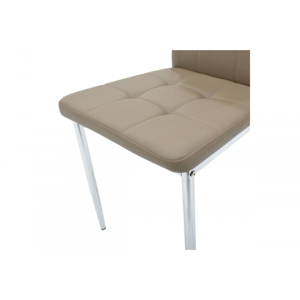 Καρέκλα ''CUBE'' από PU σε χρώμα μόκα-πόδι χρωμίου