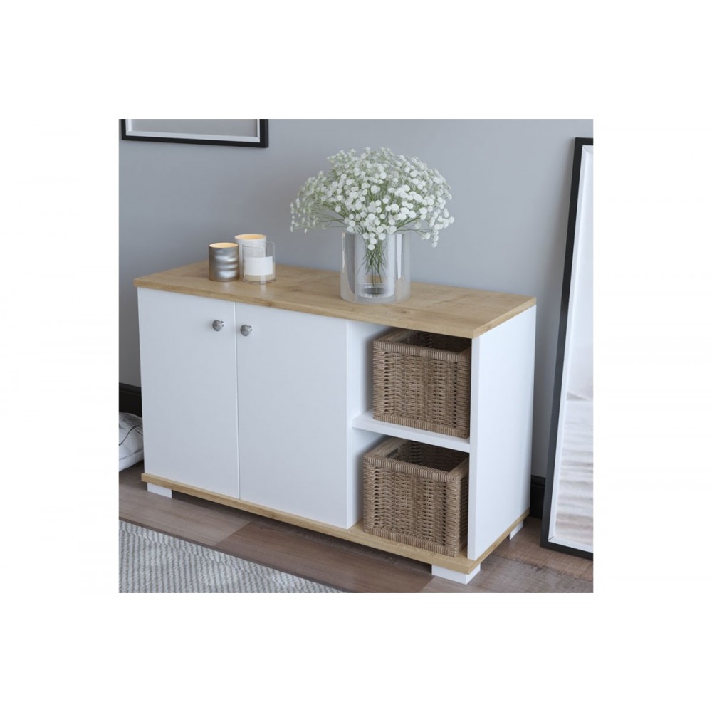 Έπιπλο εισόδου ''DERIL'' σε χρώμα λευκό/sonoma 90x33x52.5