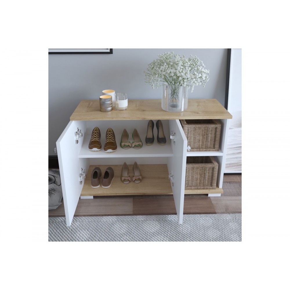 Έπιπλο εισόδου ''DERIL'' σε χρώμα λευκό/sonoma 90x33x52.5