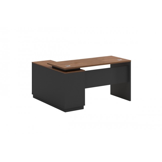 Γραφείο με δεξιά γωνία ''OSCAR'' σε χρώμα καρυδί/ανθρακί 160x140x76