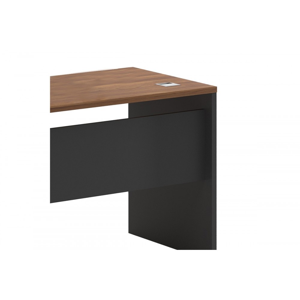 Γραφείο με δεξιά γωνία ''OSCAR'' σε χρώμα καρυδί/ανθρακί 160x140x76