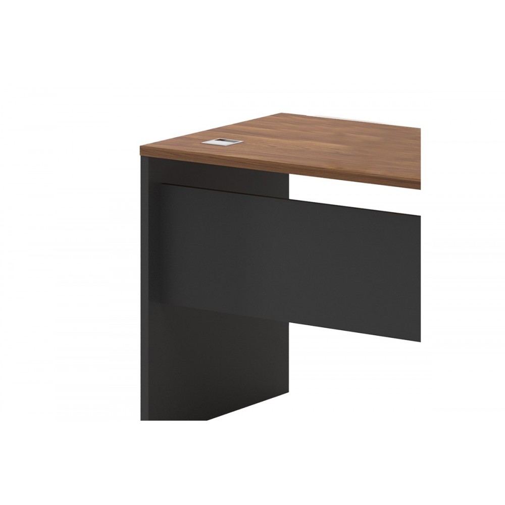 Γραφείο με αριστερή γωνία ''OSCAR'' σε χρώμα καρυδί/ανθρακί 160x140x76