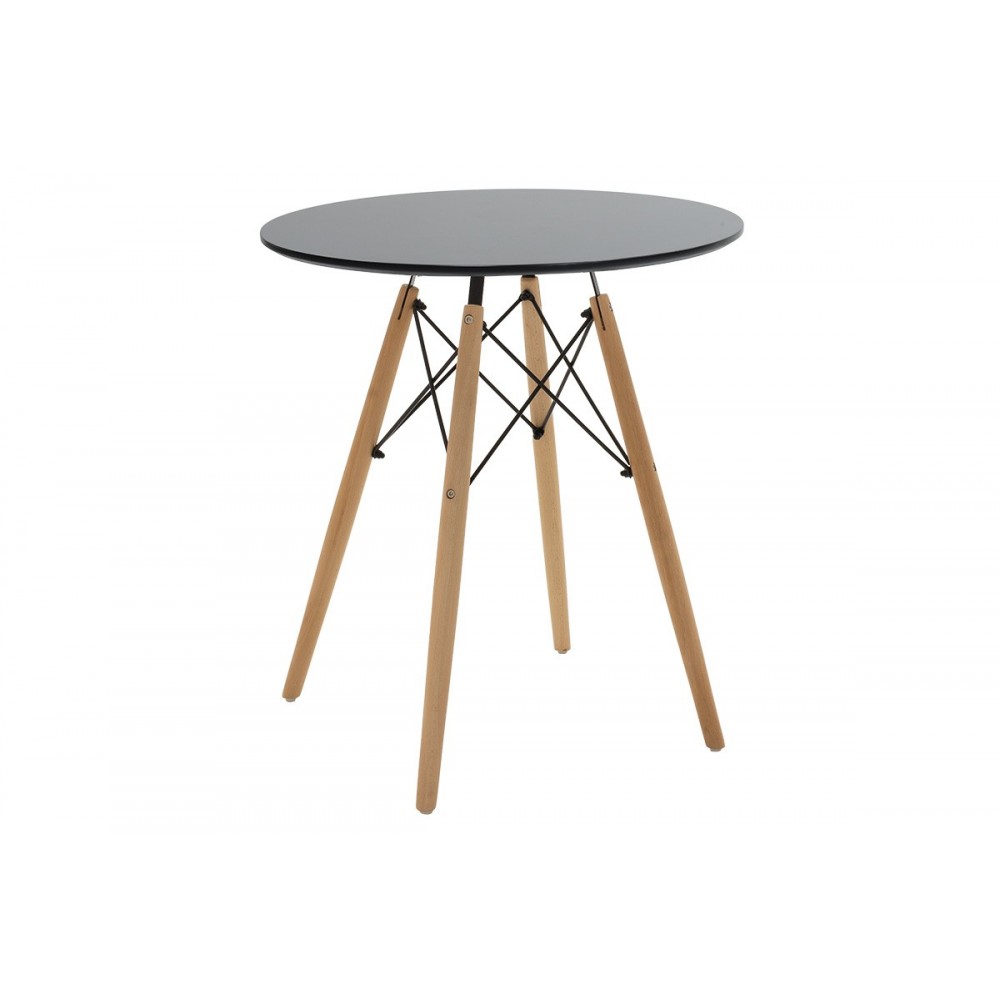 Τραπεζαρία σετ 3τεμ ''JULITA-GASTON από mdf/pu/ξυλο σε χρώμα  μαύρο-φυσικό Φ60x73