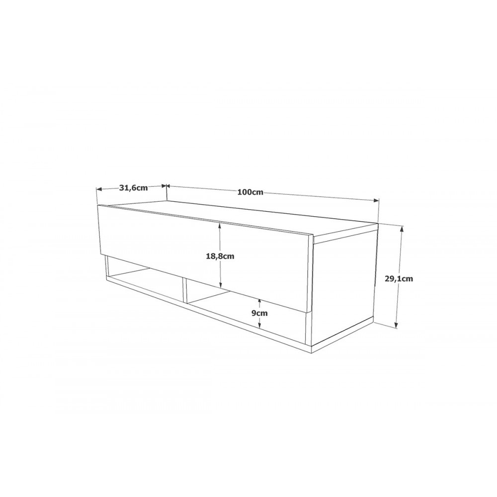 Έπιπλο τηλεόρασης επιτοίχιο ''RSCOE'' σε χρώμα λευκό-oak 100x31.5x29.5
