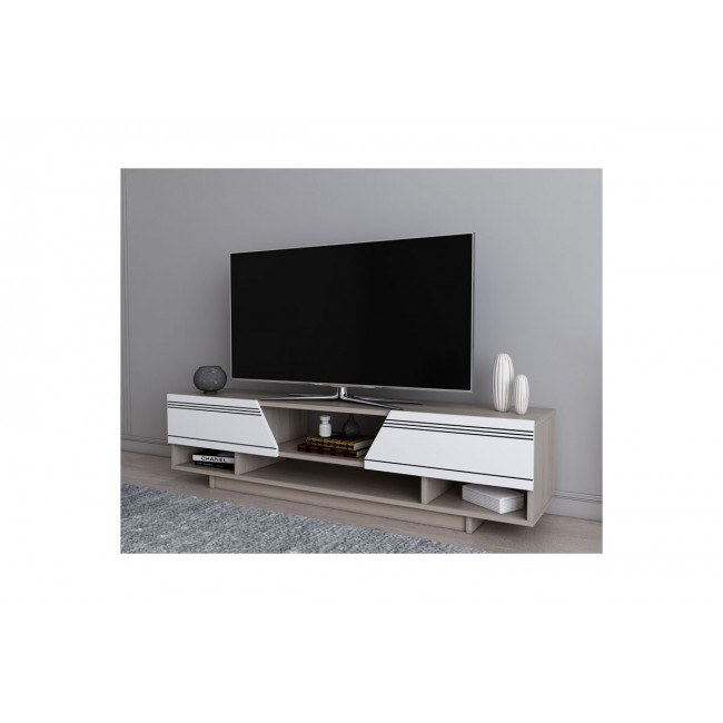 Έπιπλο τηλεόρασης ''LANIS'' σε χρώμα λευκό/φυσικό 160x37x34