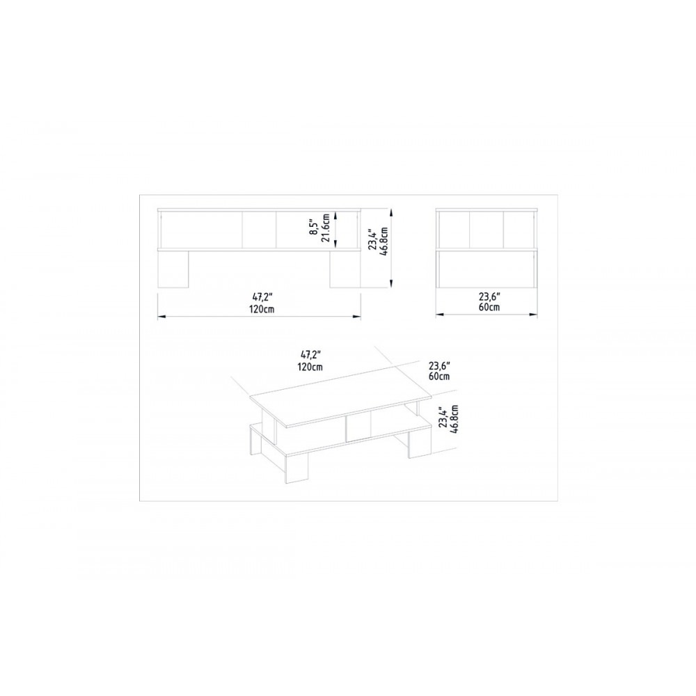 Τραπέζι σαλονιού ''OLLY'' σε χρώμα λευκό 120x60x47