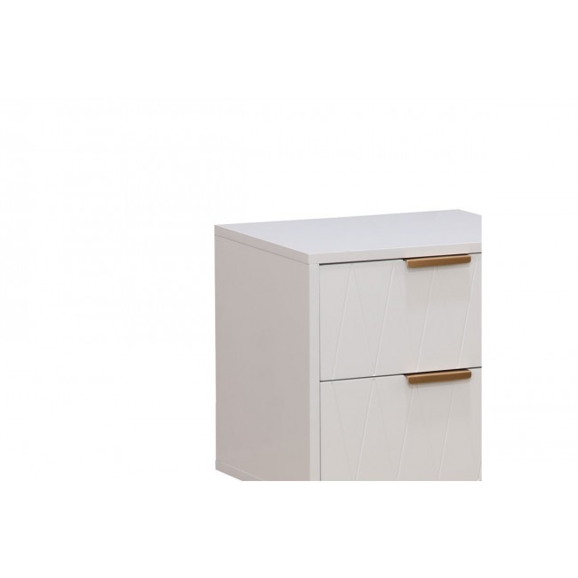 Κομοδίνο ''CULTURE'' με 2 συρτάρια από MDF σε χρώμα λευκό/χρυσό 40x35x52