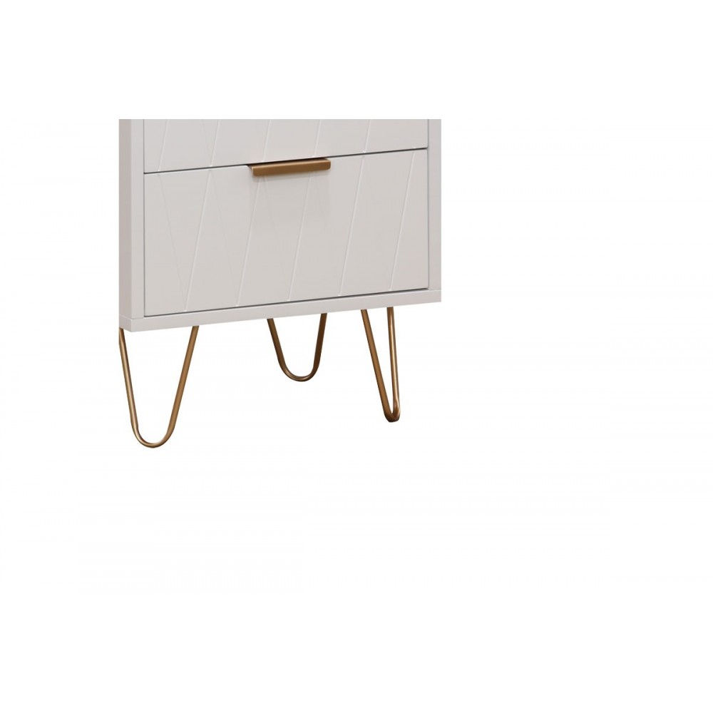 Κομοδίνο ''CULTURE'' με 2 συρτάρια από MDF σε χρώμα λευκό/χρυσό 40x35x52