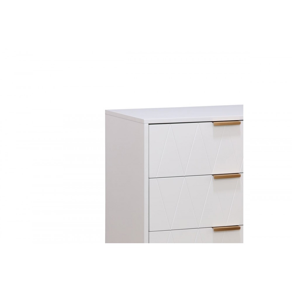Συρταριέρα \'\'CULTURE\'\' με 4 συρτάρια από MDF/μέταλλο σε χρώμα λευκό/χρυσό 60x34x91