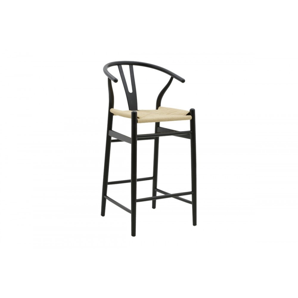 Σκαμπό μπαρ ''WISHBONE'' από ξύλο οξιάς σε χρώμα μαύρο/φυσικό 53x54x107