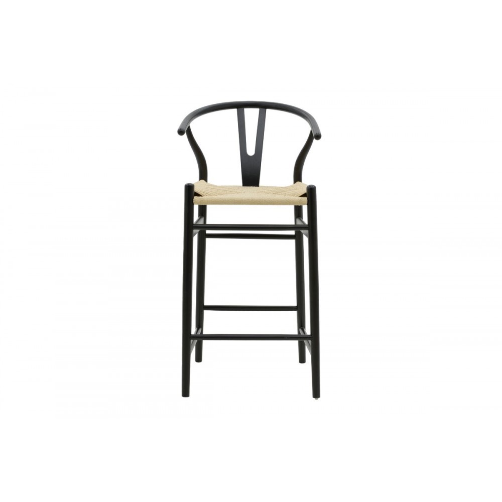 Σκαμπό μπαρ ''WISHBONE'' από ξύλο οξιάς σε χρώμα μαύρο/φυσικό 53x54x107