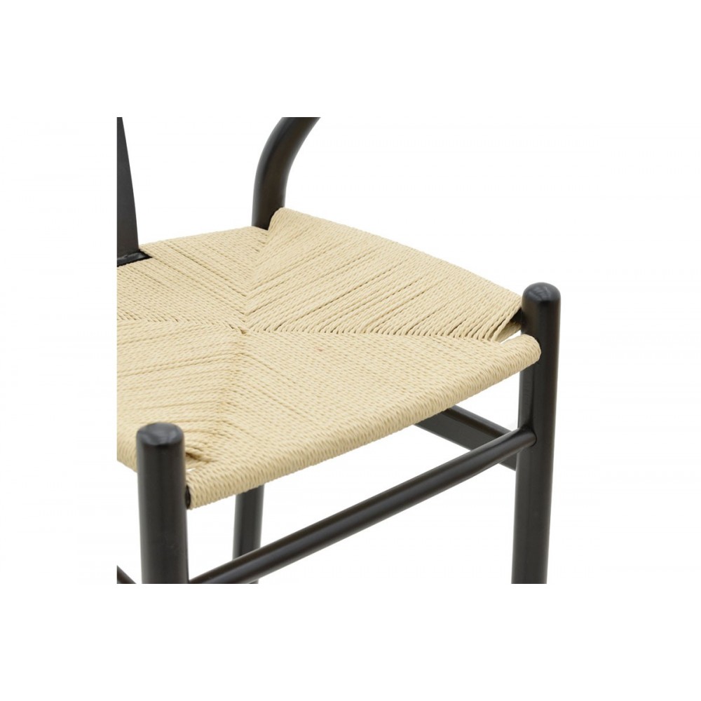 Σκαμπό μπαρ ''WISHBONE'' από ξύλο οξιάς σε χρώμα μαύρο/φυσικό 53x54x107