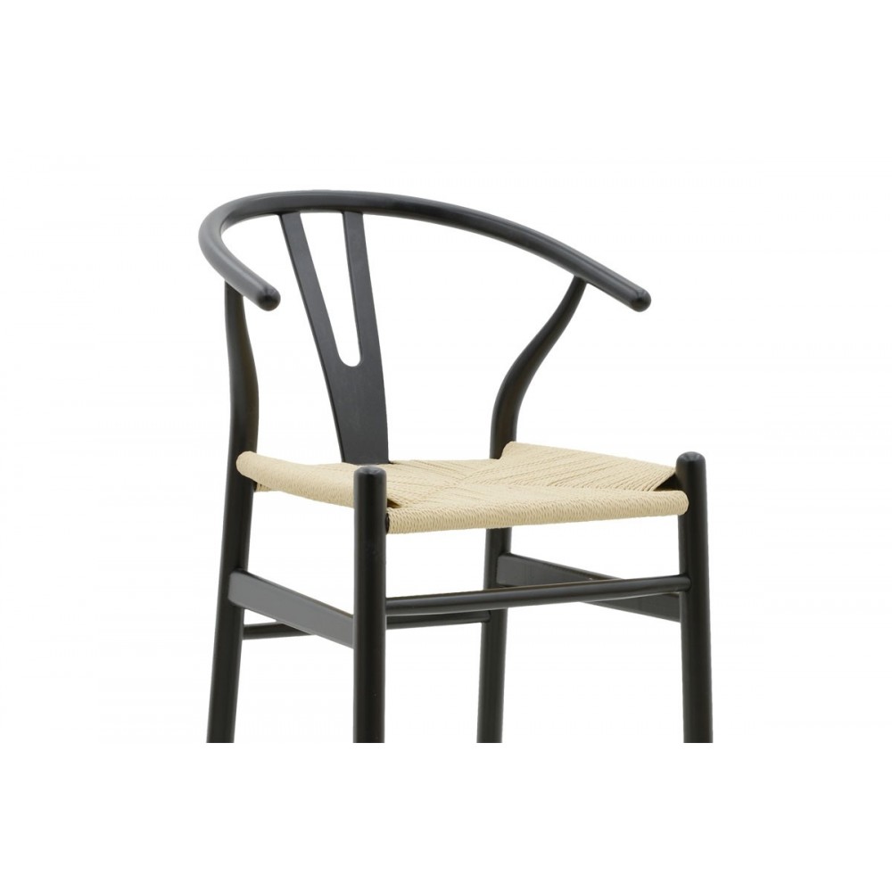 Σκαμπό μπαρ ''WISHBONE'' από ξύλο οξιάς σε χρώμα μαύρο/φυσικό 53x54x107