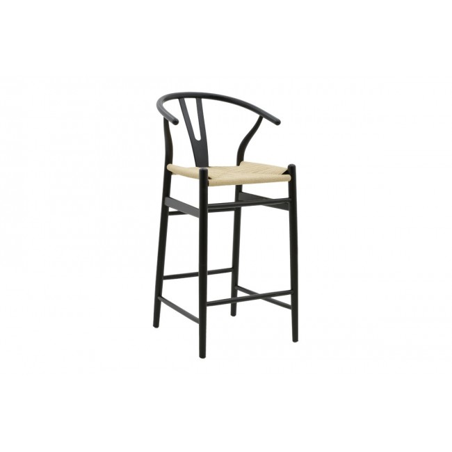 Σκαμπό μπαρ ''WISHBONE'' από ξύλο οξιάς σε χρώμα μαύρο/φυσικό 53x54x107