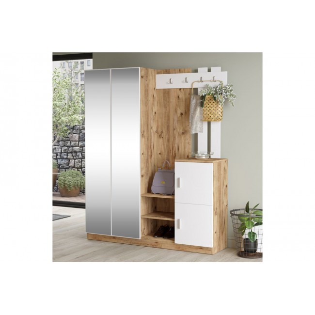 Έπιπλο εισόδου ''DOORSE'' σε χρώμα λευκό/sonoma 147.5x35x180