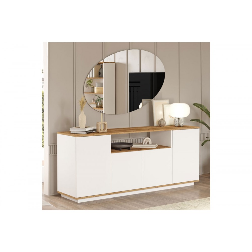 Μπουφές ''PLACEFOL'' σε χρώμα λευκό/φυσικό 180x44.5x75