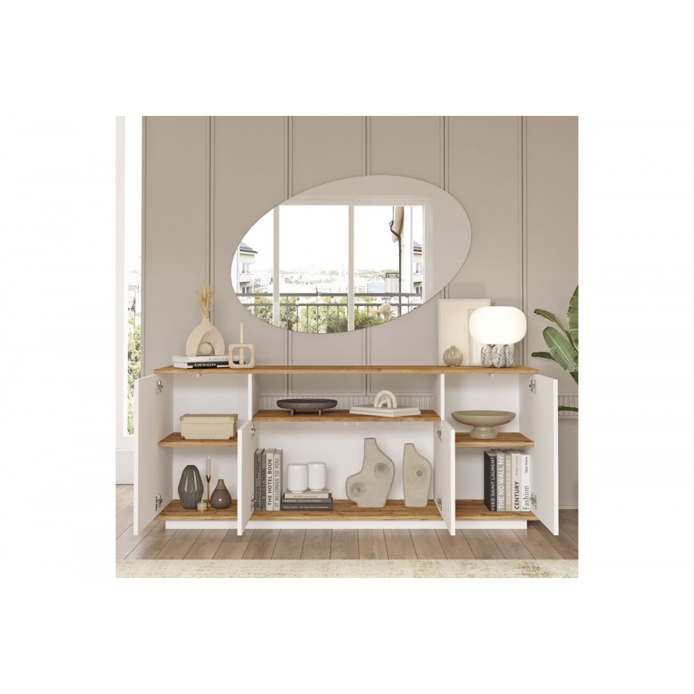 Μπουφές ''PLACEFOL'' σε χρώμα λευκό/φυσικό 180x44.5x75