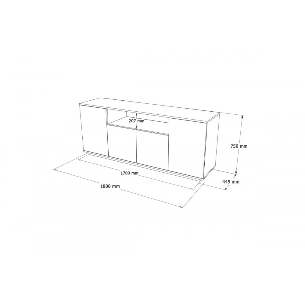 Μπουφές ''PLACEFOL'' σε χρώμα λευκό/φυσικό 180x44.5x75