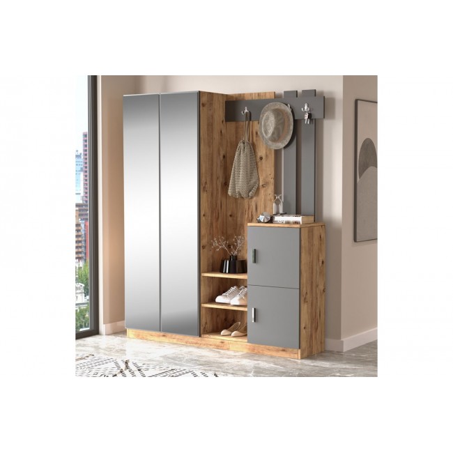 Έπιπλο εισόδου ''DOORSE'' σε χρώμα ανθρακί/sonoma 147.5x35x180