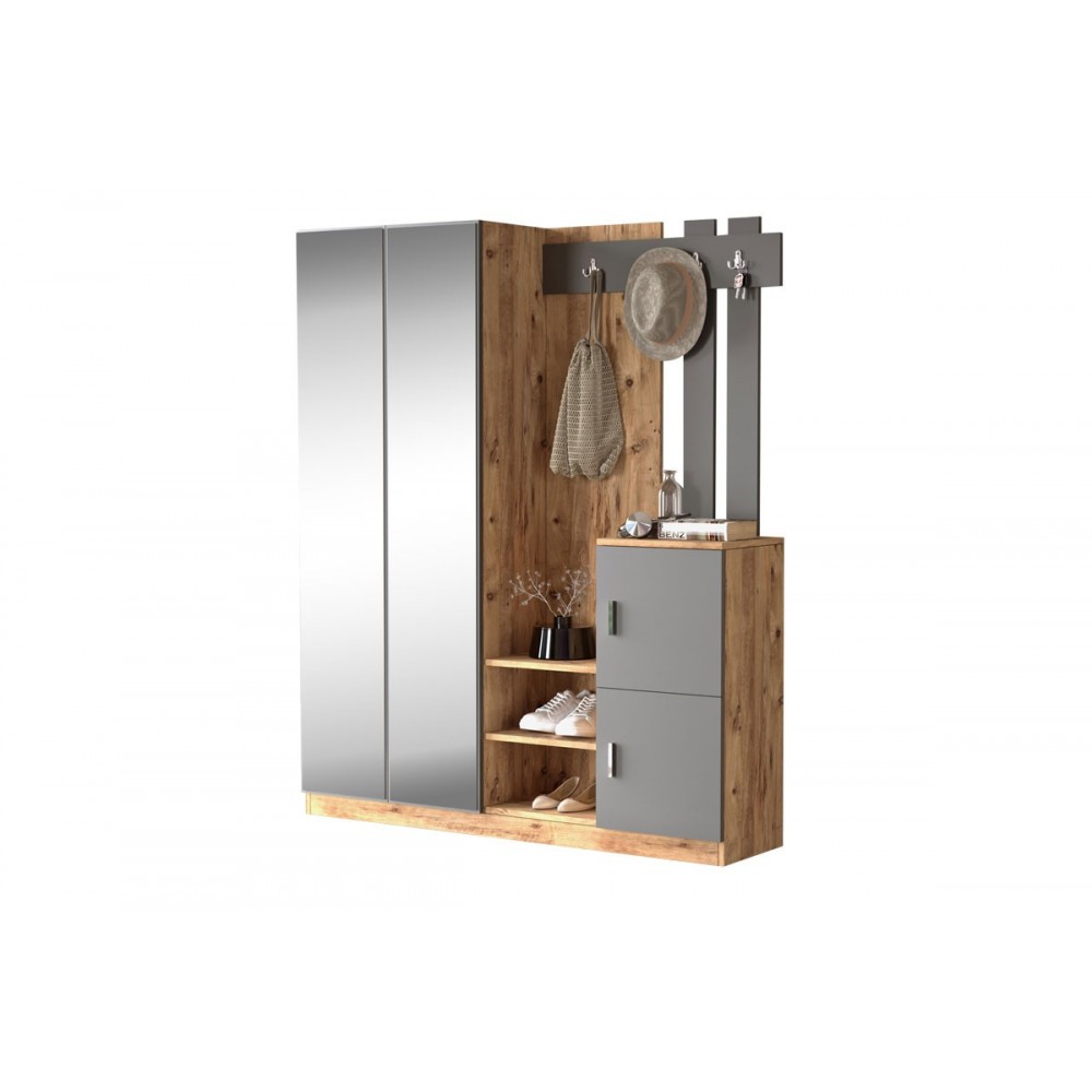 Έπιπλο εισόδου ''DOORSE'' σε χρώμα ανθρακί/sonoma 147.5x35x180