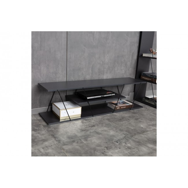 Έπιπλο τηλεόρασης ''TARS'' σε χρώμα ανθρακί/μαύρο 120x30x33