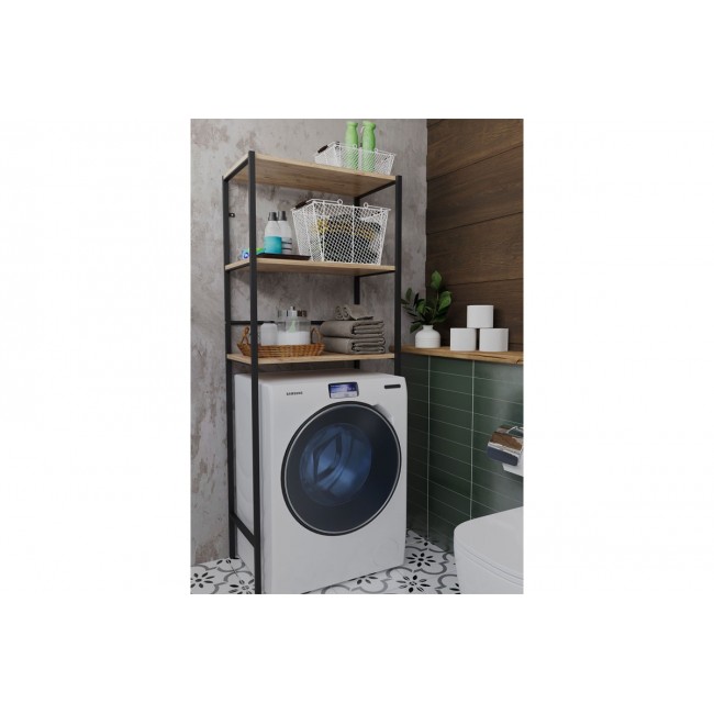 Έπιπλο πλυντηρίου ''ZERMIN'' από μέταλλο σε χρώμα μαύρο/φυσικό 70x25x150