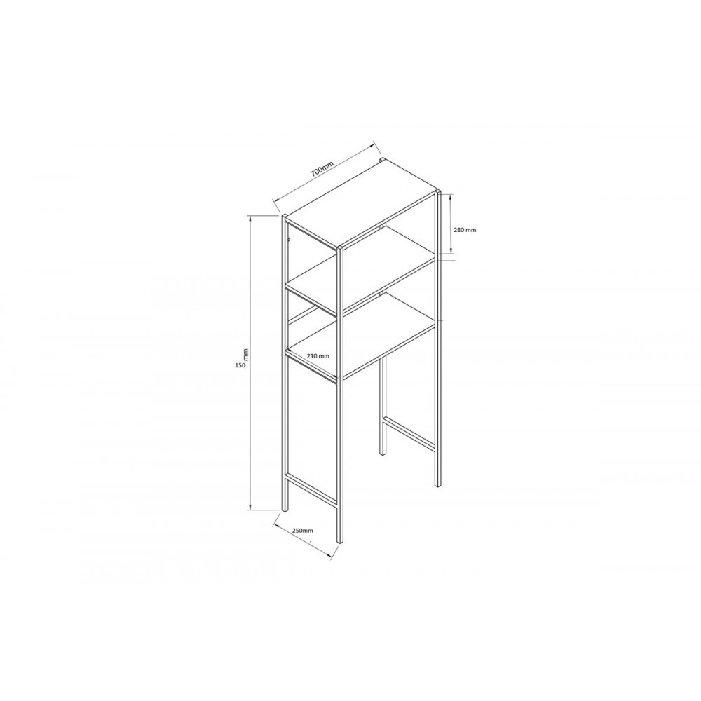 Έπιπλο πλυντηρίου ''ZERMIN'' από μέταλλο σε χρώμα μαύρο/φυσικό 70x25x150