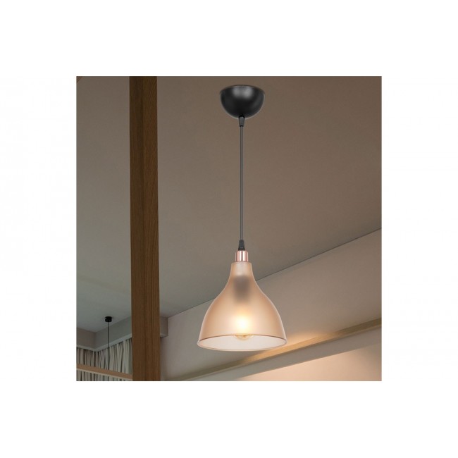 Φωτιστικό οροφής μονόφωτο ''ORAZIO'' Ε27 από PP σε χρώμα μελί/μαύρο Φ18.5x56