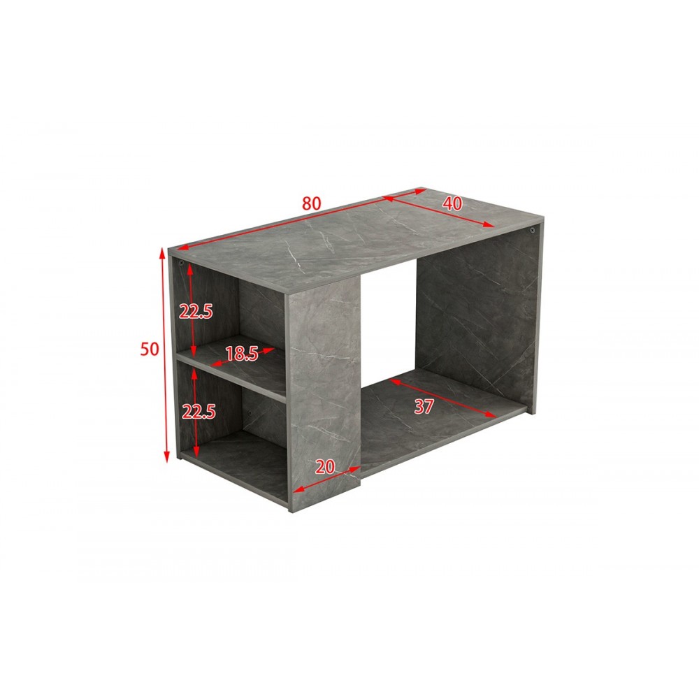 Τραπέζι σαλονιού ''HATTIE'' σε χρώμα γκρι μαρμάρου 80x40x50