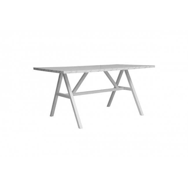 Τραπέζι ''ALARICK'' σε χρώμα λευκό μαρμάρου/πόδι λευκό 160x90x76