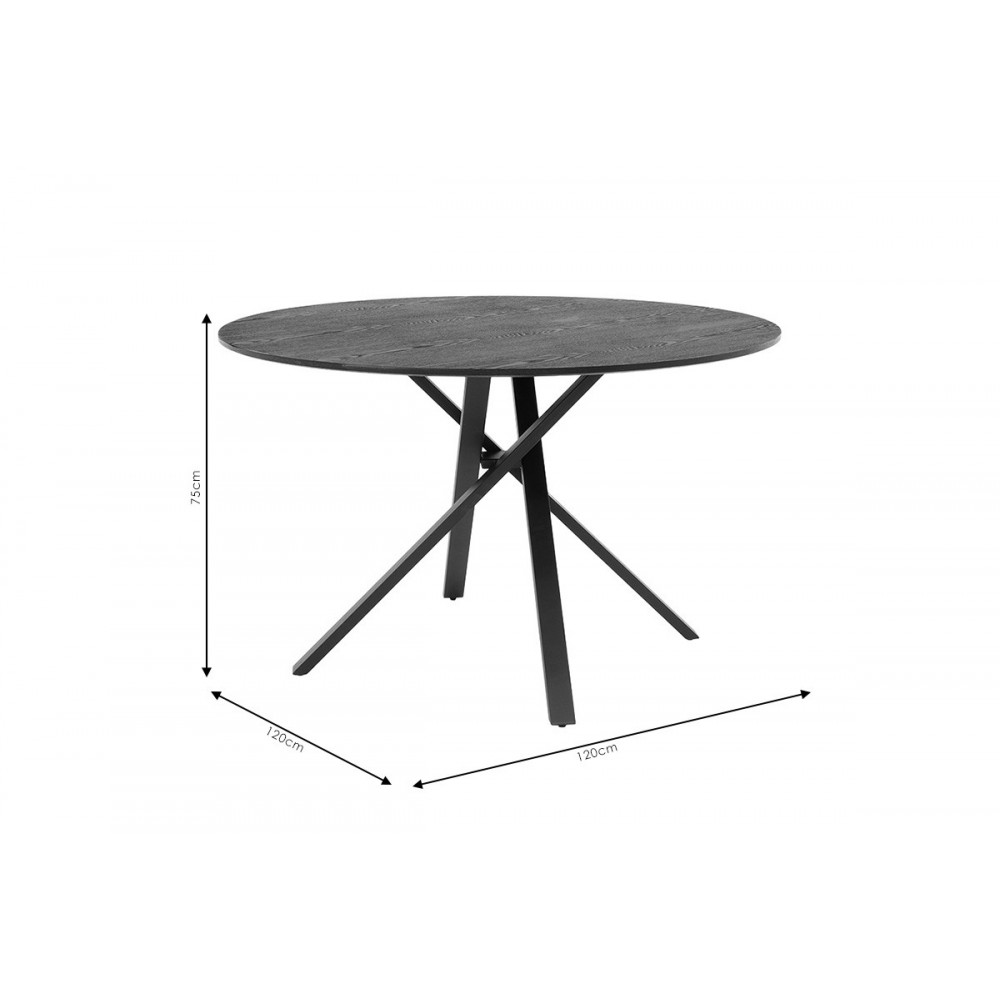 Tραπέζι ''CERCO'' από MDF/μέταλλο σε χρώμα μαύρο Φ120x75