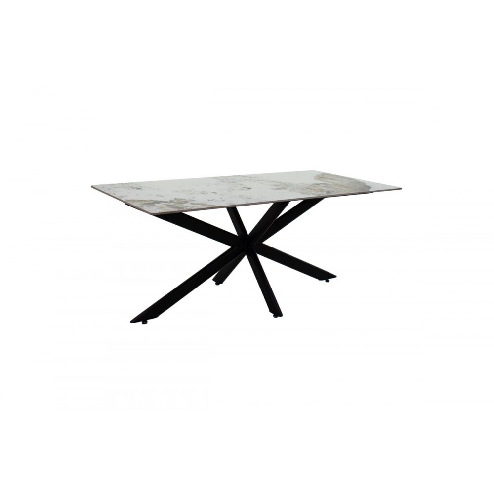 Τραπέζι ''BETHAN'' από sintered stone σε χρώμα λευκό μαρμάρου/μαύρο 180x90x75