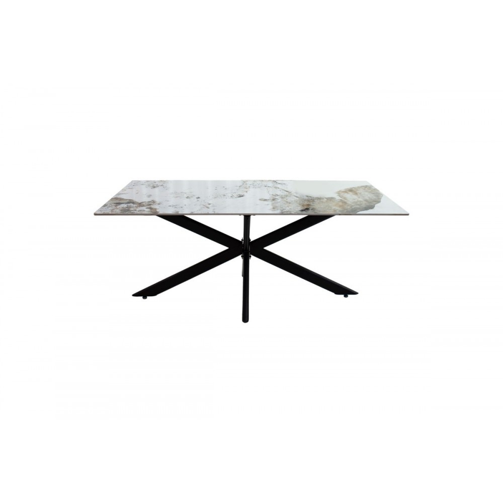 Τραπέζι ''BETHAN'' από sintered stone σε χρώμα λευκό μαρμάρου/μαύρο 180x90x75
