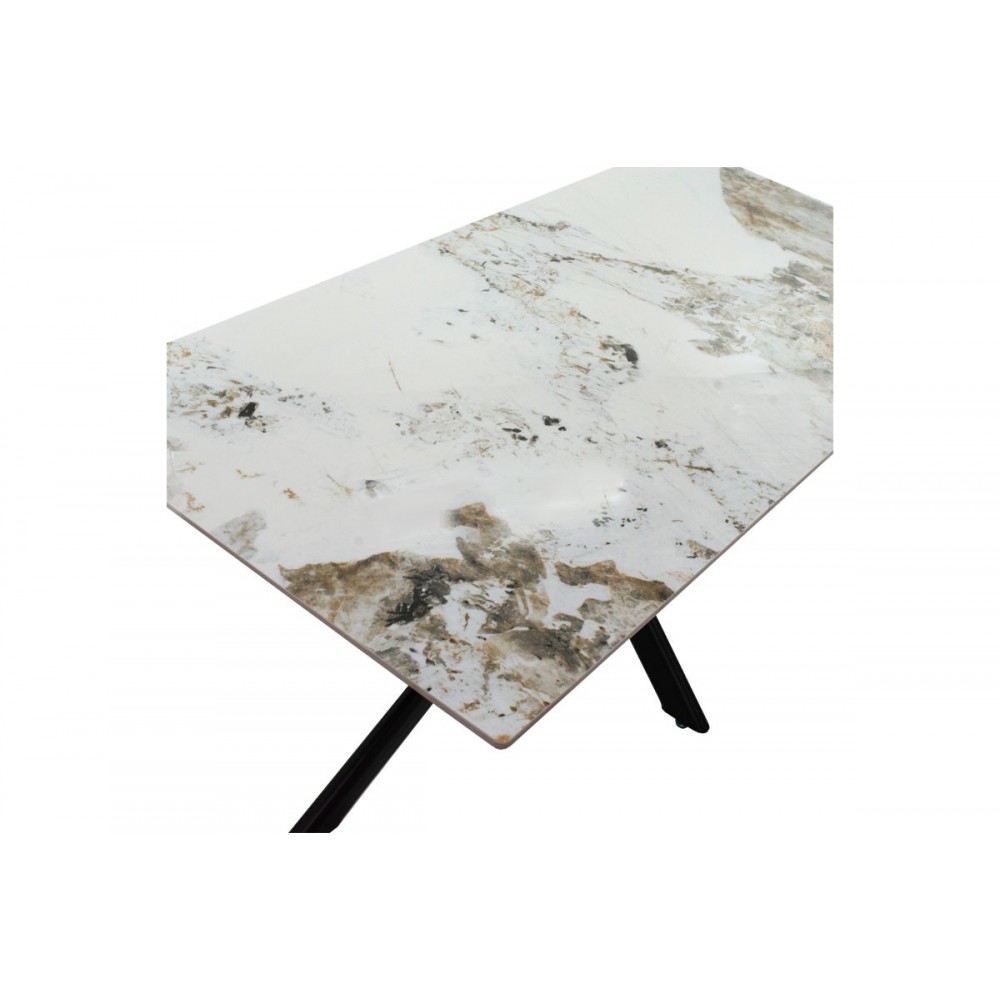 Τραπέζι ''BETHAN'' από sintered stone σε χρώμα λευκό μαρμάρου/μαύρο 180x90x75