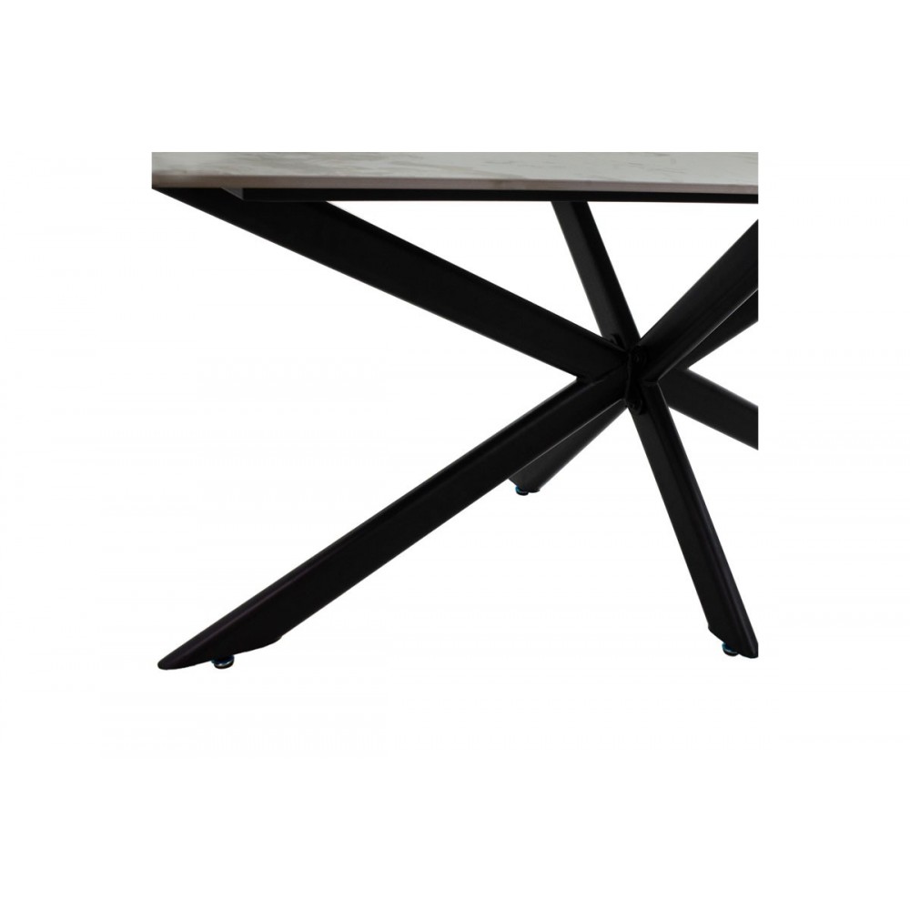 Τραπέζι ''BETHAN'' από sintered stone σε χρώμα λευκό μαρμάρου/μαύρο 180x90x75