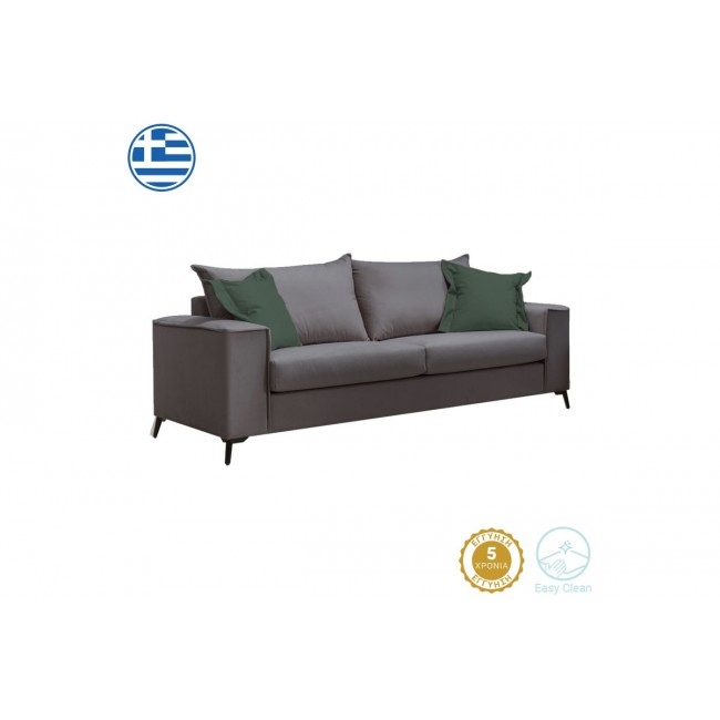 Καναπές ''VERONA'' 3θέσιος σε χρώμα ανθρακί/μαξιλάρια κυπαρισσί 225x93x100