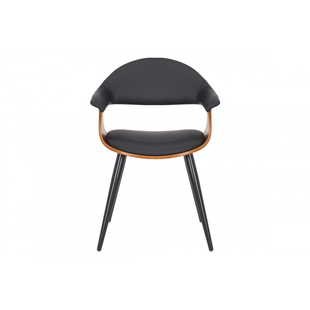 Πολυθρόνα ''AUSTEN'' από PU/μέταλλο σε χρώμα μαύρο/πόδι καρυδί 56x52x81