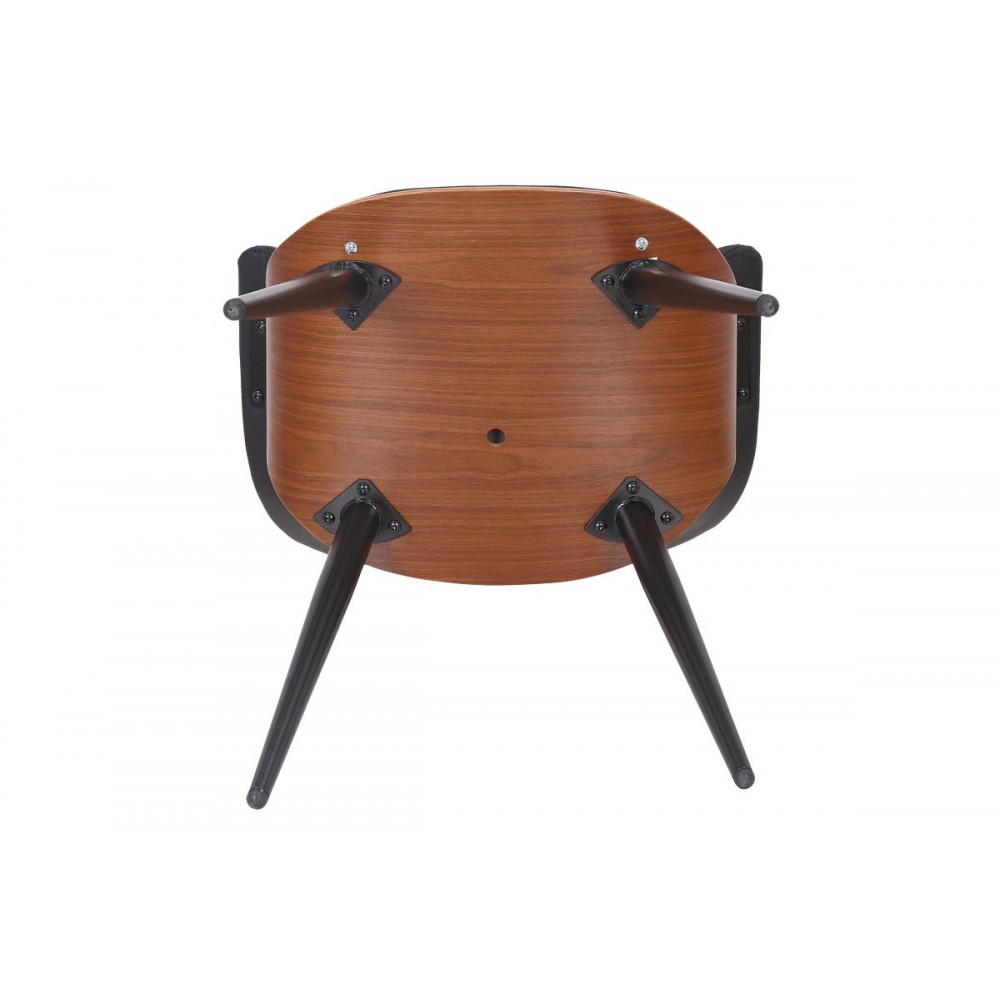 Πολυθρόνα ''AUSTEN'' από PU/μέταλλο σε χρώμα μαύρο/πόδι καρυδί 56x52x81