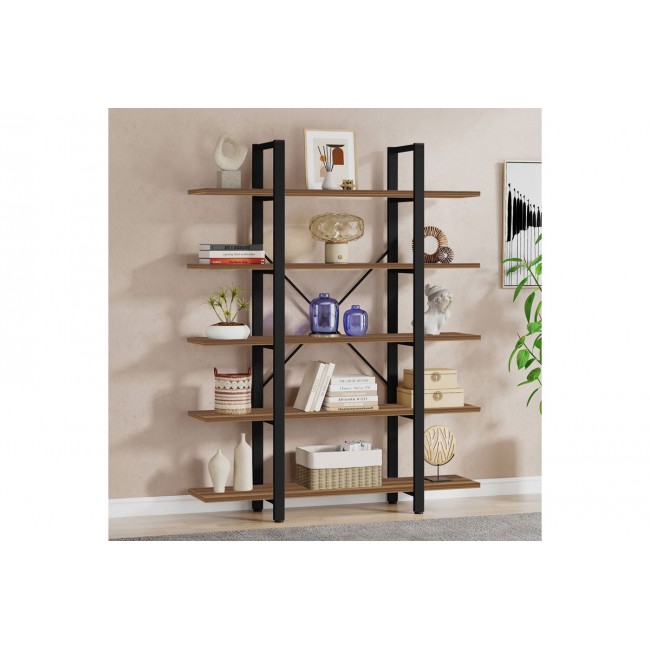 Βιβλιοθήκη ''ESTHON'' σε χρώμα καρυδί/μαύρο 120x28x180